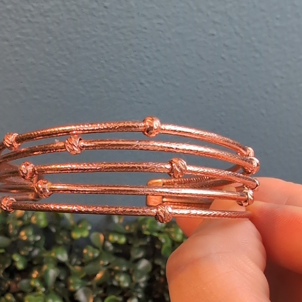 Rose Gold Textured Knot Multi Strand Cuff